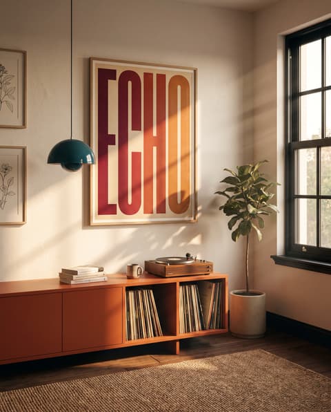 Retro Living Room at Golden Hour