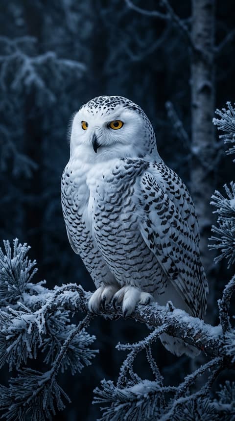 Night Portrait of a Snowy Owl