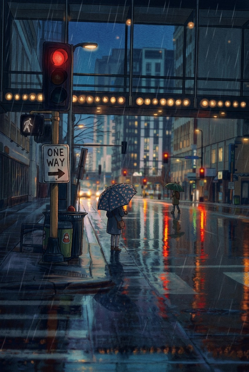 Ghibli Rainy Street